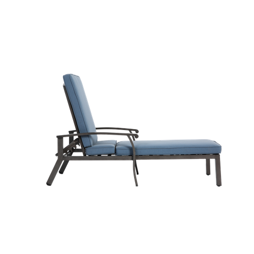 Chaise Longue En Aluminium Avec Coussin En Coton, Inclinable, Résistant à La Rouille, Coussin Bleu