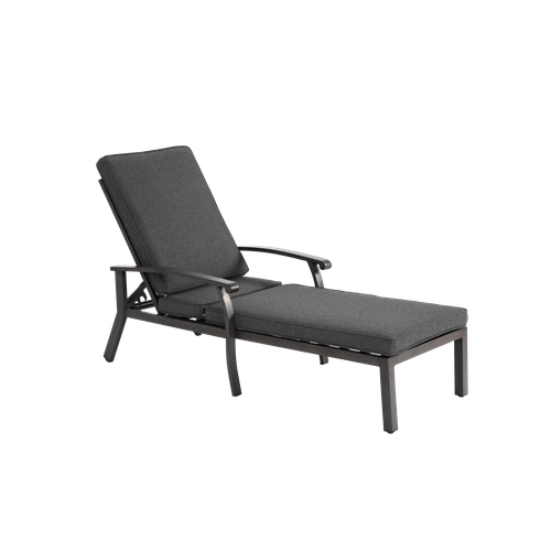 Chaise Longue En Aluminium Résistant à La Rouille Avec Coussin En Coton, Réglable, Gris