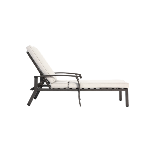 Chaise Longue Lounge En Aluminium Résistant à La Rouille Avec Coussin En Coton, Adjustable, Beige