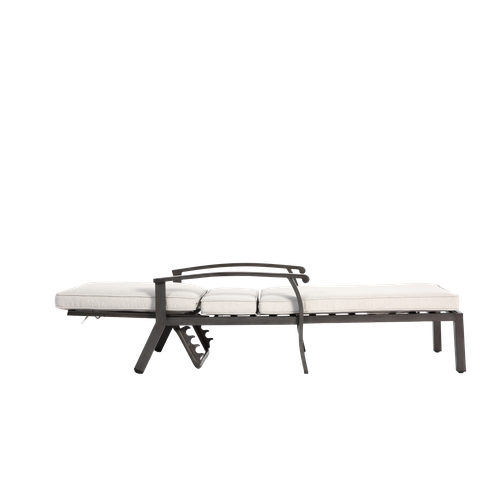 Chaise Longue Lounge En Aluminium Résistant à La Rouille Avec Coussin En Coton, Adjustable, Beige