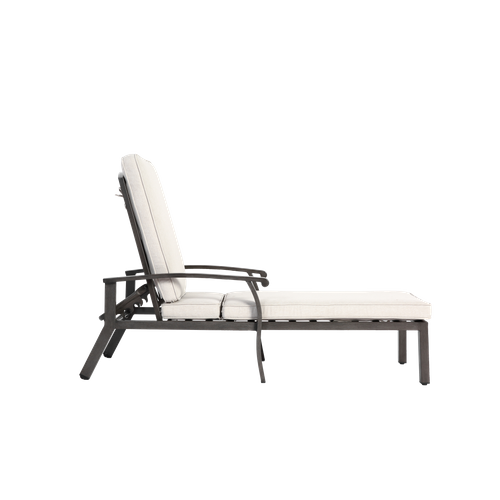 Chaise Longue Lounge En Aluminium Résistant à La Rouille Avec Coussin En Coton, Adjustable, Beige