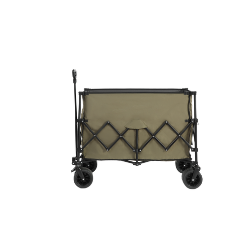 Chariot De Plage Pliable 300l En Tissu Résistant Avec Grandes Roues Tout-terrain, Vert Armée