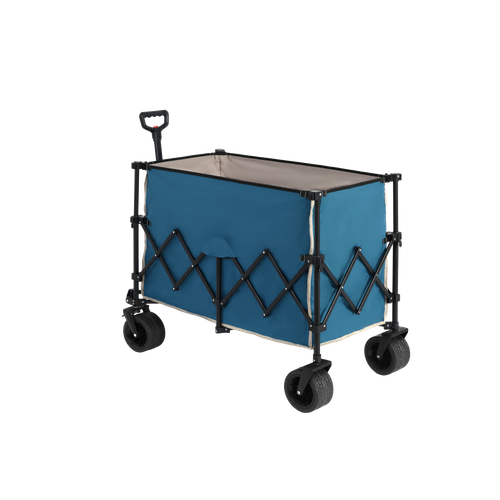 Chariot De Plage Pliable, Capacité 220lbs, Avec Grandes Roues, Bleu, Pour Utilisation Extérieure