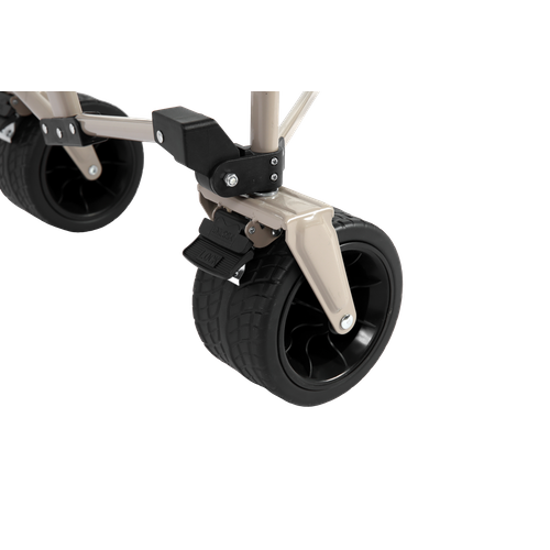 Chariot De Plage Pliable, Capacité 220lbs, Avec Grandes Roues, Beige, Pour Utilisation Extérieure