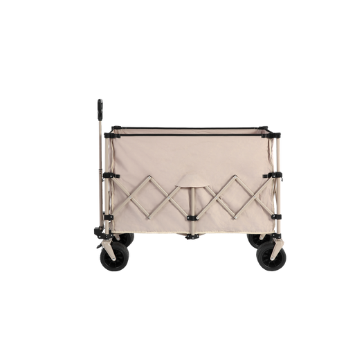 Chariot De Plage Pliable, Capacité 220lbs, Avec Grandes Roues, Beige, Pour Utilisation Extérieure