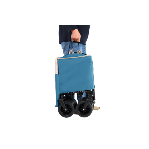 Chariot Pliable, Capacité 220lbs, Avec Roues Tout Terrain, Bleu, Pour Jardin Et Plage