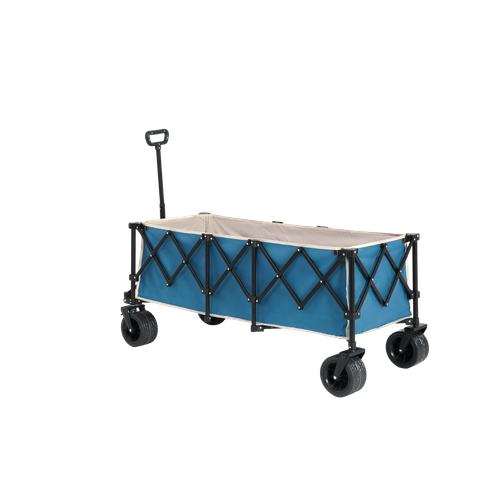 Chariot Pliable, Capacité 220lbs, Avec Roues Tout Terrain, Bleu, Pour Jardin Et Plage