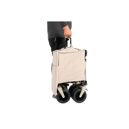 Chariot Pliable, Capacité 220lbs, Avec Roues Tout Terrain, Beige, Pour Jardin Et Plage