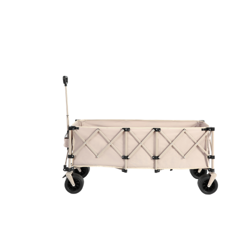 Chariot Pliable, Capacité 220lbs, Avec Roues Tout Terrain, Beige, Pour Jardin Et Plage