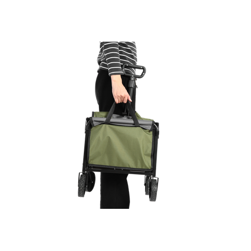 Chariot Pliable Léger, Avec Roues, Pour Courses Et Camping, Capacité Grande, Vert Armée