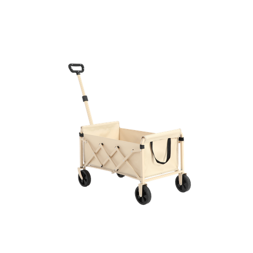 Chariot Pliable Léger, Avec Roues, Pour Courses Et Camping, Capacité Grande, Beige