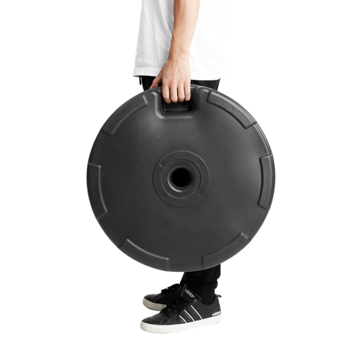 Base De Parapluie En Béton Lourd Avec Une Finition En Métal, Gris