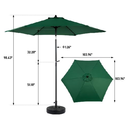 Parasol Double Face Rectangulaire 4,5 m Avec Manivelle Pour Extérieur ,vert Foncé