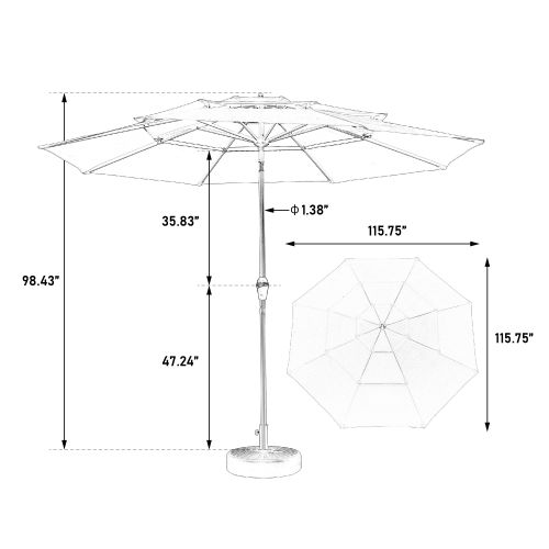 Parasol Double Face Rectangulaire 4,5 m Avec Manivelle Pour Extérieur ,vert Clair