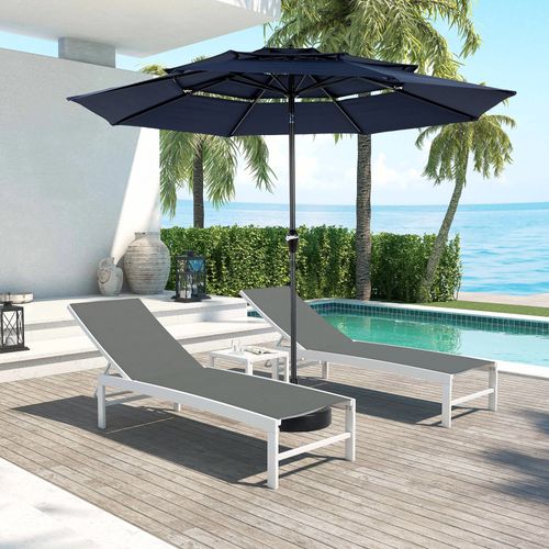 Parasol Double Face Rectangulaire 4,5 m Avec Manivelle Pour Extérieur ,bleu Marine