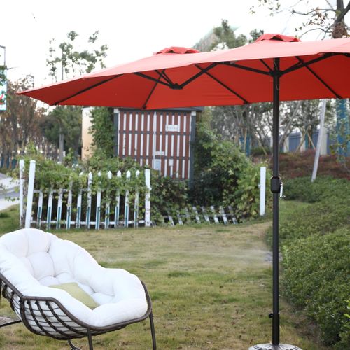 Parasol Double Face Rectangulaire 4,5 m Avec Manivelle Pour Extérieur ,orange