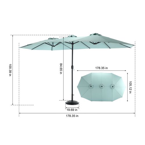 Parasol Double Face Rectangulaire 4,5 m Avec Manivelle Pour Extérieur ,vert Clair