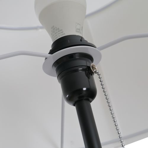 Lampadaire Moderne E27, Acier Et Polyester, Éclairage Élégant Pour Salon Et Chambre, Noir Et Blanc