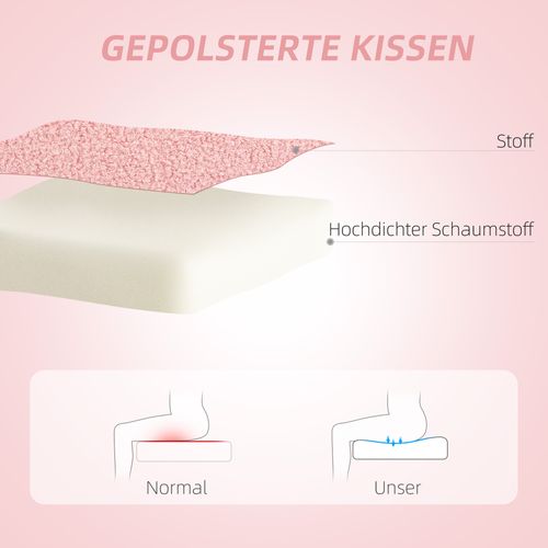 Chaise De Bureau Sans Accoudoirs, Dossier Cœur, Hauteur Réglable, Tissu Peluche, Rose