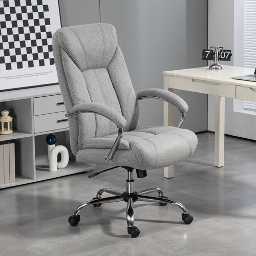 Chaise De Bureau Ergonomique Avec Fonction Bascule, Accoudoirs Rembourrés, Gris Clair