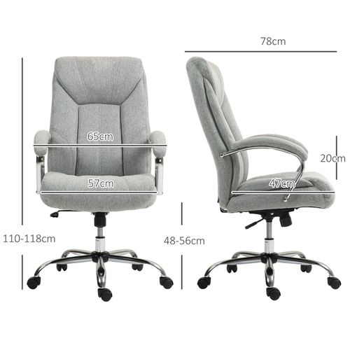 Chaise De Bureau Ergonomique Avec Fonction Bascule, Accoudoirs Rembourrés, Gris Clair
