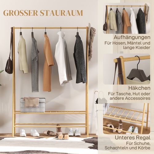 Porte-manteau En Bambou, Avec Étagères Et Crochets, Pour Hall, Salon, Chambre, 116 X 43,5 X 160 Cm