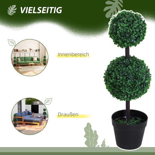 Plante Artificielle En Plastique Grande 67 Cm, Arbre Décoratif Avec 2 Boules, Pour Salon Bureau