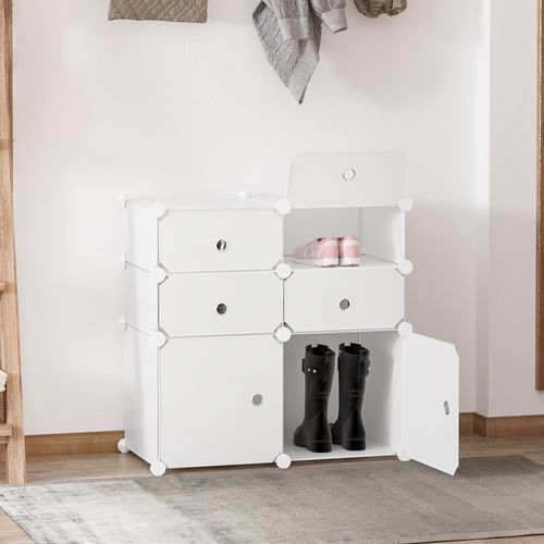 Rangement à Chaussures En Acier Et Plastique, Boîte De Rangement, Idéal Pour L'entrée, Blanc