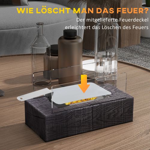 Cheminée De Table En Acier Inoxydable Et Bois, 0,15 L, Portable, 1000 Btu, 33 X 16 X 18 Cm