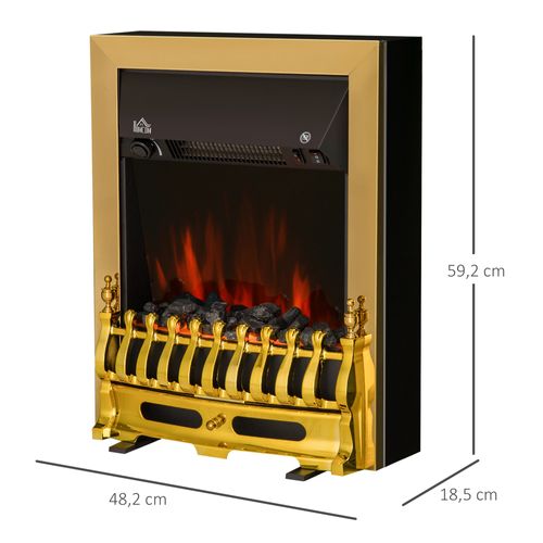 Cheminée Électrique Sur Pied En Métal Effet Flammes 1000/2000w 48,2x18,5x59,2cm, Doré