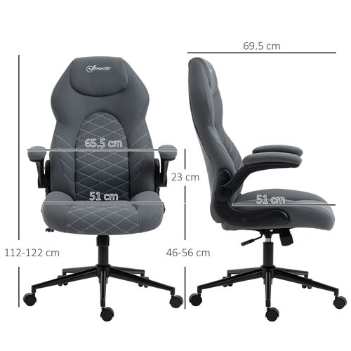 Chaise De Bureau Ergonomique, Accoudoirs Réglables, Coussin Doux, Fonction Bascule
