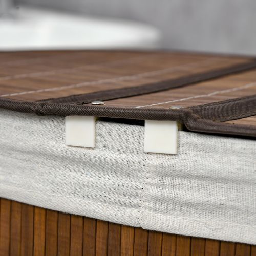 Corbeille à Linge 100l En Bambou Avec Couvercle Et Poignées, 2 Sacs à Linge