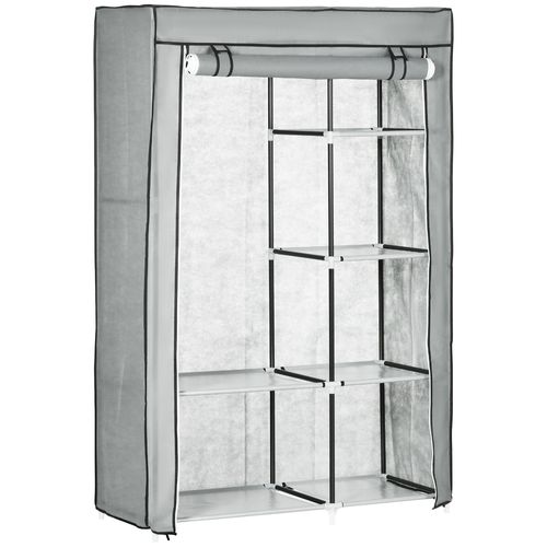 Armoire En Tissu, Non Tissé, 6 Compartiments, Pliable, Gris, 103x43x162,5 Cm