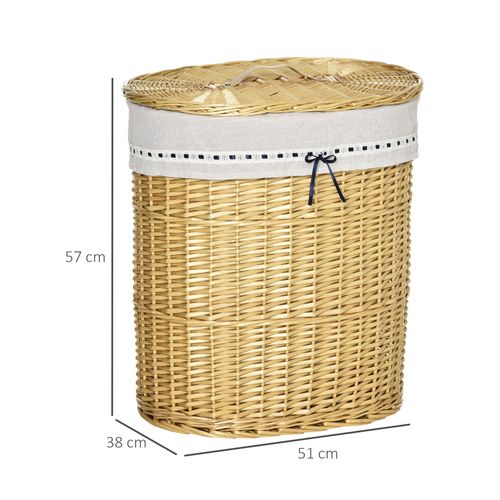 Panier à Linge Avec Couvercle En Osier 100l 51x38x57cm Naturel Pour Chambre Et Salle De Bain