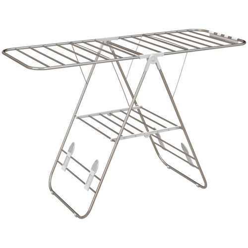 Séchoir à Linge Pliable Et Portable En Acier Inoxydable Et Plastique Avec Barres Télescopiques