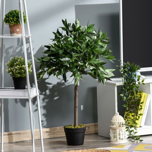 Set De 2 Faux Laurier, 90 Cm, Plantes En Plastique, Pot En Ciment, Plantes D'intérieur, Vert