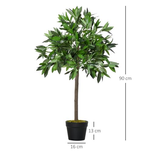 Set De 2 Faux Laurier, 90 Cm, Plantes En Plastique, Pot En Ciment, Plantes D'intérieur, Vert