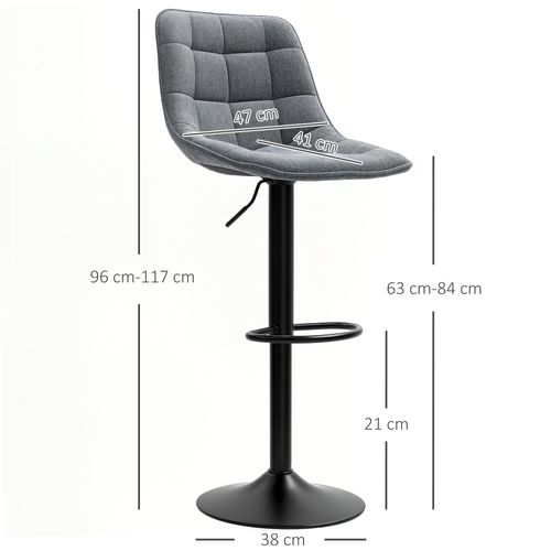 Set De 2 Tabourets De Bar, Dossier Rembourré, Structure En Métal, Gris Foncé