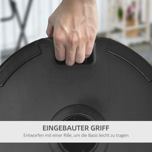 Support Parasol Remplissable Jusqu’à 35 Kg En Plastique Rond, Pour Balcon Et Jardin, Noir