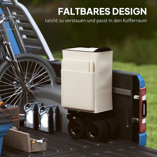 Chariot De Jardin Acier Et Tissu 138l Pliable Avec Bâche Amovible, Poignées Et Roues,beige