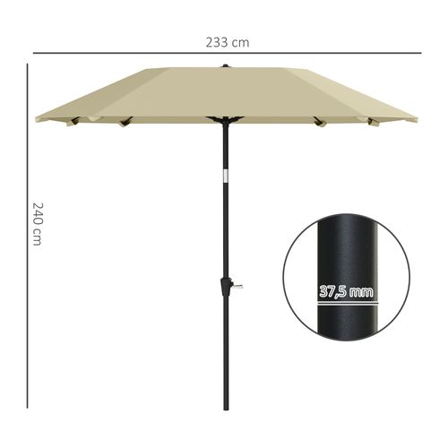 Parasol 233 Cm, Inclinable, Octogonal, Stable, Protection Solaire Pour Terrasse, Beige