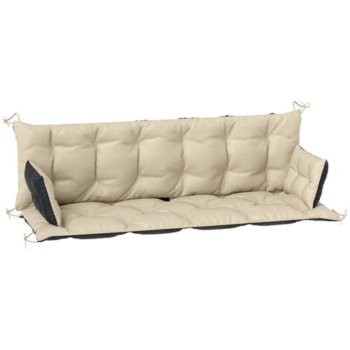 Coussin De Banc 3 Places 180x110x8 Cm En Tissu Résistant, Avec Attaches, Beige Et Noir