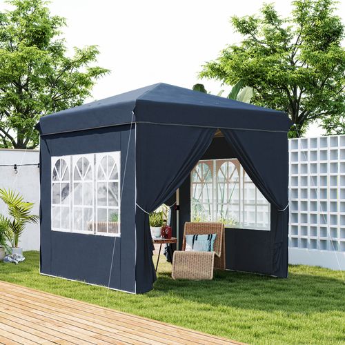 Pavillon 2,5x2,5m, Imperméable, Robuste, Pop-up, Avec 4 Côtés, ,bleu Foncé