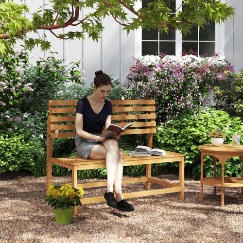 Banc De Jardin 2 Places En Bois, Résistant Aux Intempéries, Avec Dossier Convertible, 110x61x89cm