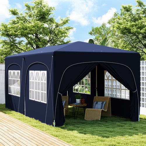 Pavillon 3x6m, Imperméable, Robuste, Pop-up Avec 6 Côtés, Pour Camping, ,bleu Foncé