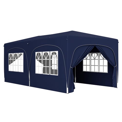 Pavillon 3x6m, Imperméable, Robuste, Pop-up Avec 6 Côtés, Pour Camping, ,bleu Foncé