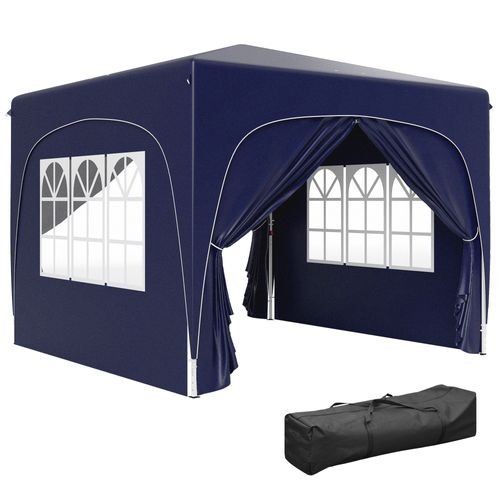 Pavillon 3x3m, Imperméable, Robuste, Pop-up, Avec 4 Côtés, Pour Jardin, ,bleu Foncé