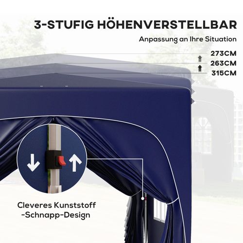 Pavillon 3x3m, Imperméable, Robuste, Pop-up, Avec 4 Côtés, Pour Jardin, ,bleu Foncé