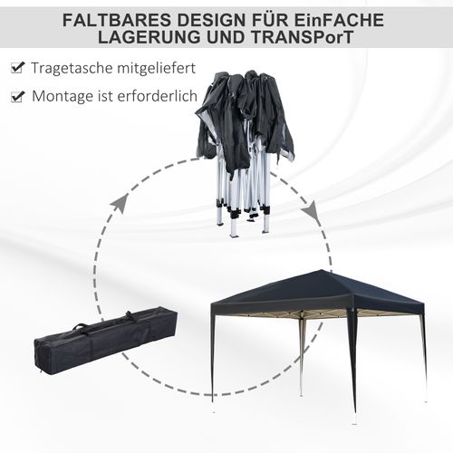 Pavillon 3x3m, Imperméable, Robuste, Pop-up Avec 4 Côtés, Pour Camping, ,noir