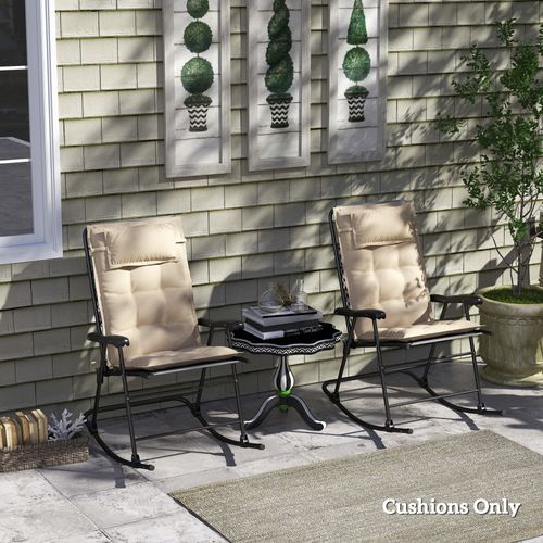 Set De 2 Coussins Pour Transat En Polyester Imperméable, 50x116x5 Cm, Beige